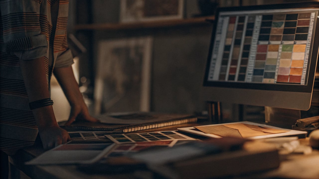 Design workspace filmed for a Revealer AI founder introduction
